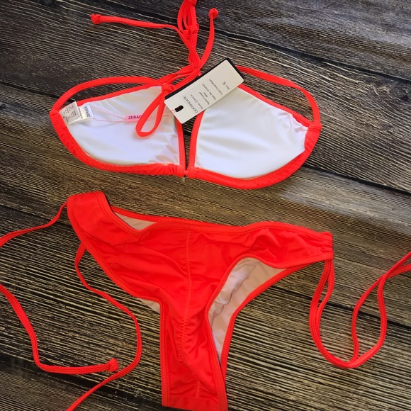 Zeraca triangle bikini NWT 2 piece coral blaze - Picture 3 of 3